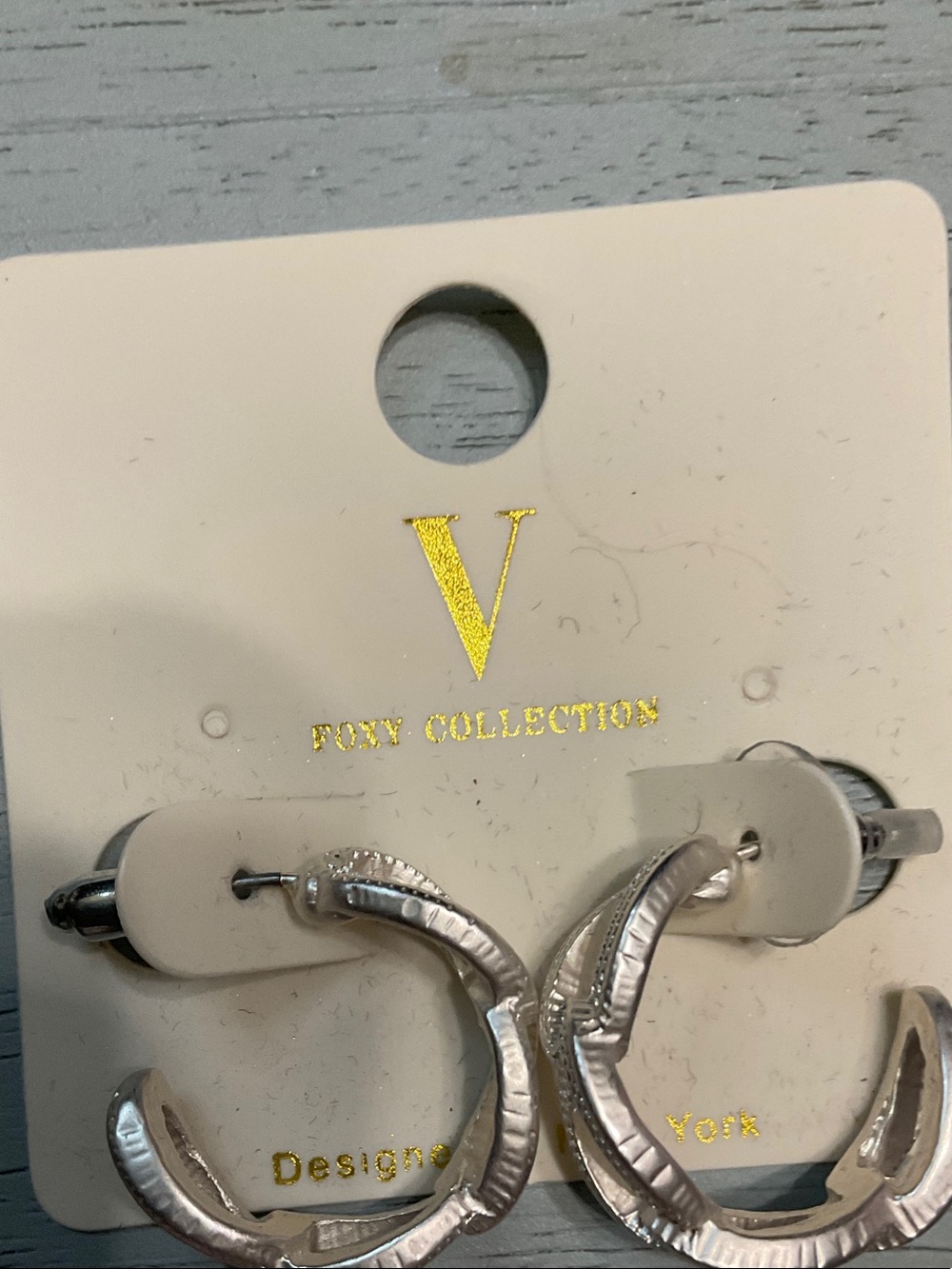 Foxy Collection Silver Textured Mini Hoop Earrings